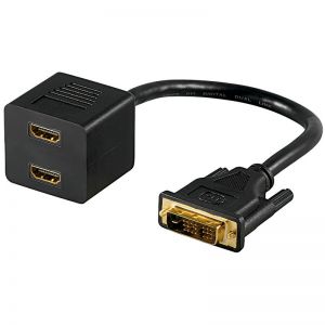 Adapter 2x gniazdo HDMI na wtyk DVI - 30cm