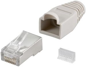 Wtyk sieciowy RJ45 8P8C w białej gumowej osłonie