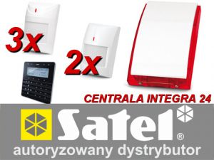 zestaw alarmowy satel integra 24, klawiatura sensoryczna, 2 czujniki ruchu pet, 2 czujniki dualne pe