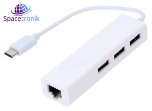 Adapter USB-C 3.1 na RJ45 + HUB USB 3.0 x3