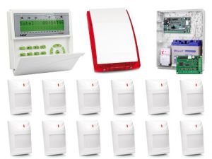 zestaw alarmowy satel integra 128-wrl lcd, 12 czujek, sygnalizator zewnętrzny, powiadomienie - możli