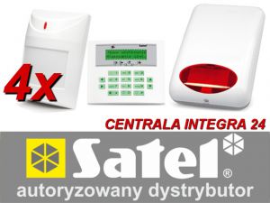 zestaw alarmowy satel integra 24, klawiatura lcd, 4 czujniki ruchu, sygnalizator zewnętrzny spl-5010