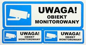 Naklejka \'UWAGA! OBIEKT MONITOROWANY\'