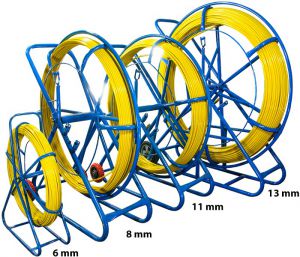 włókno szklane do przeciągania kabli 6mm / 150m (pilot / stalka) pe + stojak - możliwość montażu - z