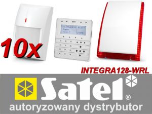 zestaw alarmowy satel integra 128-wrl, klawiatura sensoryczna, 10 czujników ruchu, sygnalizator zewn