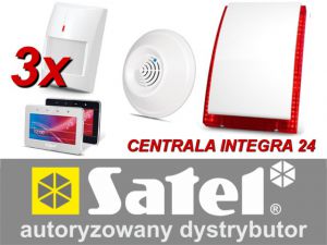 zestaw alarmowy satel integra 24, klawiatura dotykowa, 3 czujniki ruchu pet, 1 czujnik gazów usypiaj