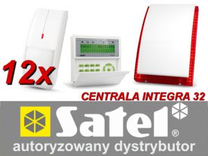 zestaw alarmowy satel integra 32, klawiatura lcd, 12 czujników ruchu, sygnalizator zewnętrzny sp-400