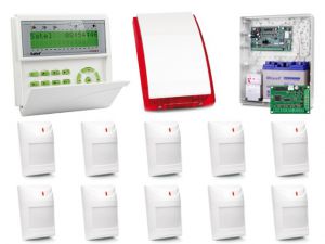 zestaw alarmowy satel integra 128-wrl lcd, 10 czujek, sygnalizator zewnętrzny, powiadomienie - możli